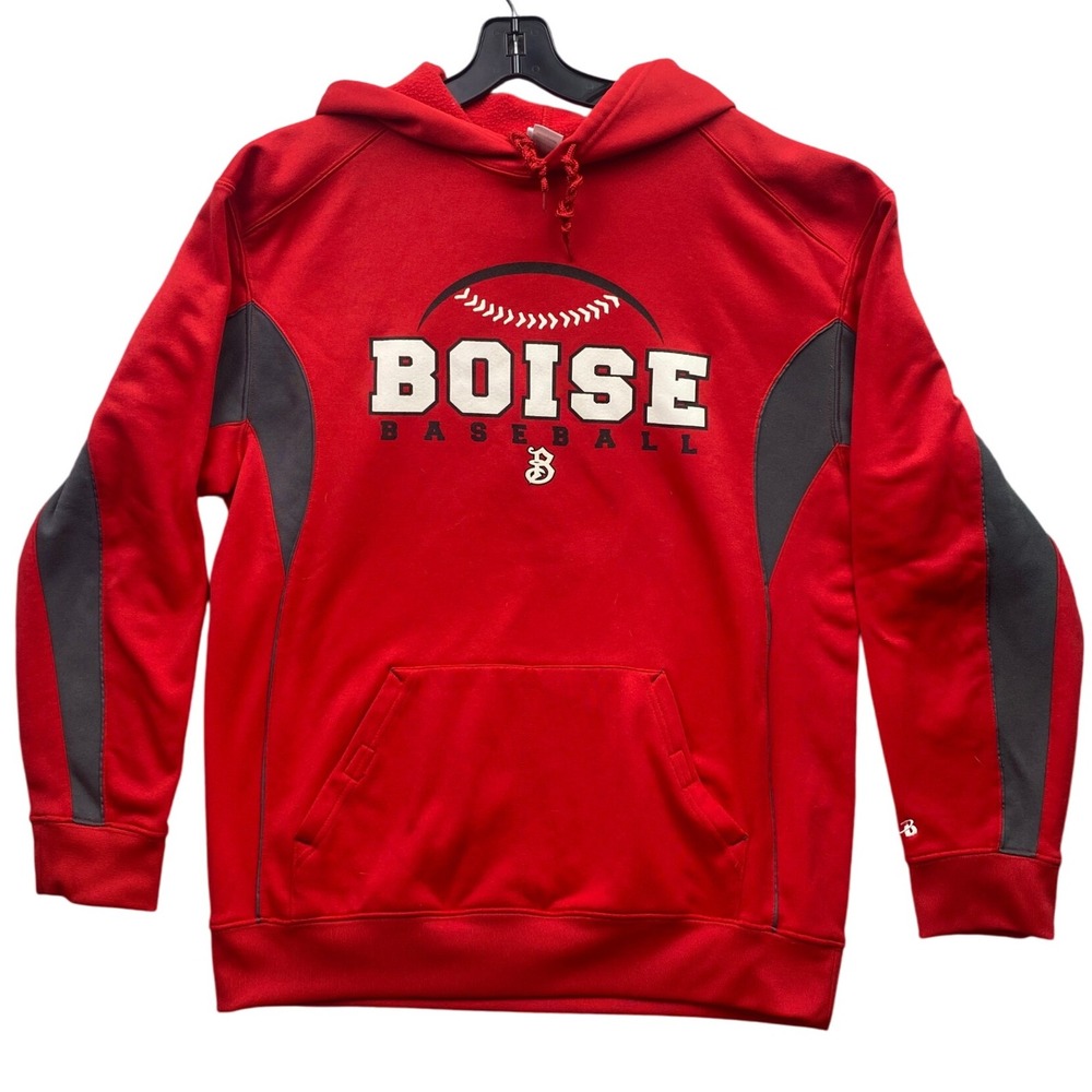 Boise Baseball Hoodie Mens Large Red Sweatshirt  Pullover Spell‎ Out Athleisure